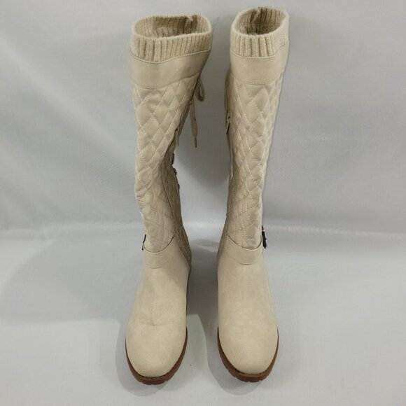 Allia Quilted Lace-Up Back Boot Bone Color Womens size 9 - Picture 2 of 8